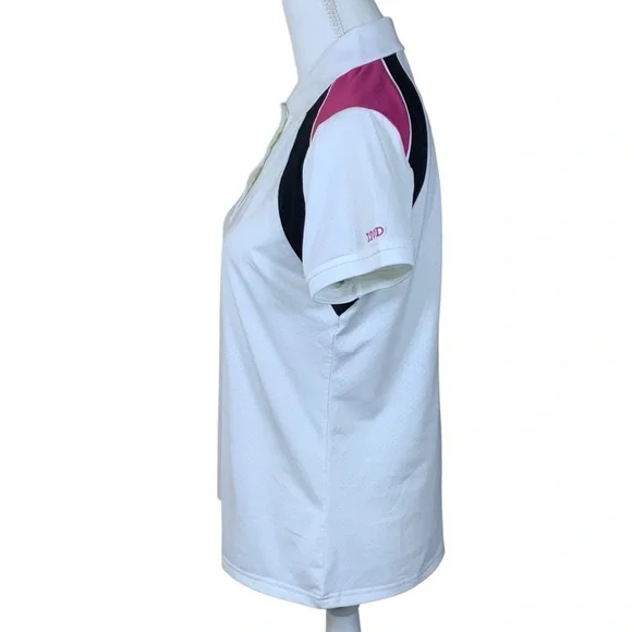 Izod XFG Golf Polo Women’s Athletic Tennis Top Cool FX White Pink Black Medium - Picture 7 of 16